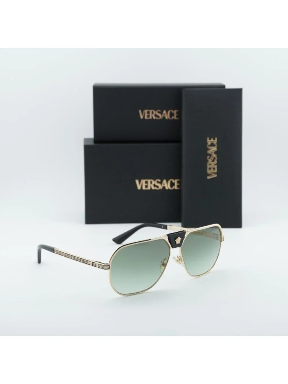 Versace VE2294 10028E Aviator Sunglasses – Gold / Green Gradient